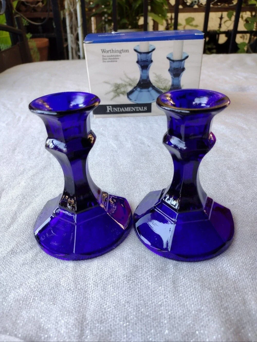 Worthington Cobalt Blue Glass Table Top Candle Holders